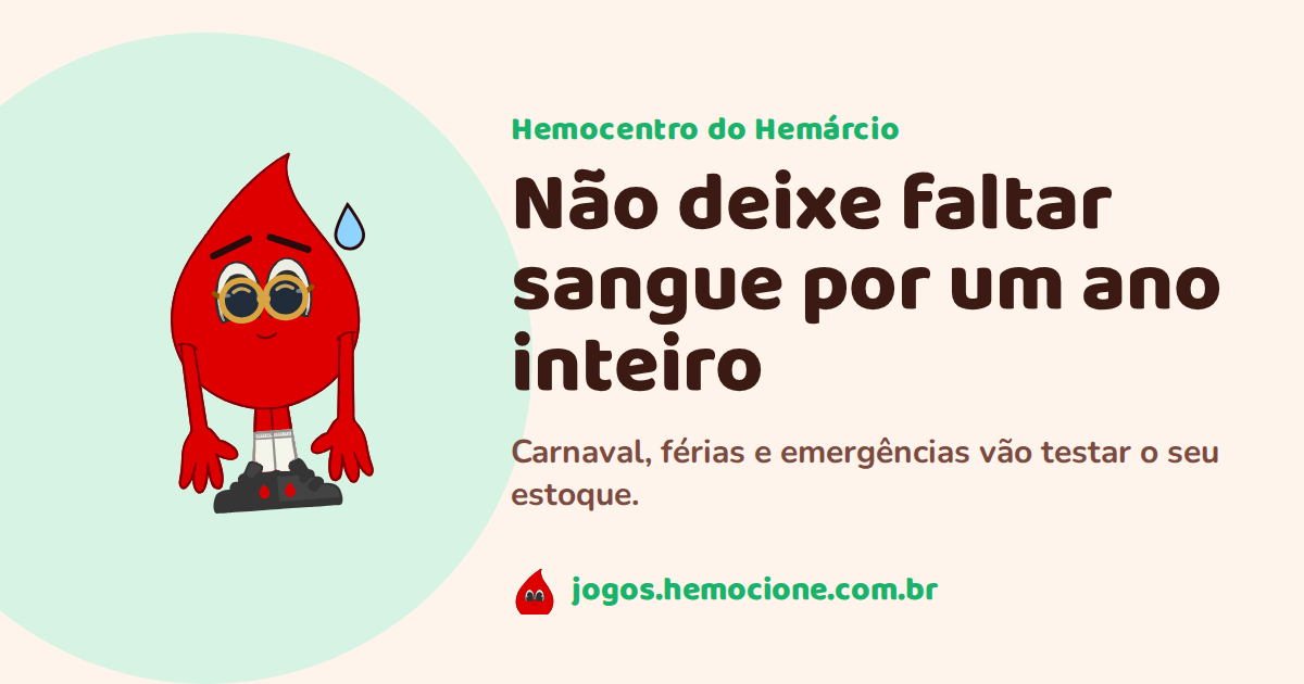 Arte do Hemocentro do Hemárcio, jogo de gerenciar um hemocentro